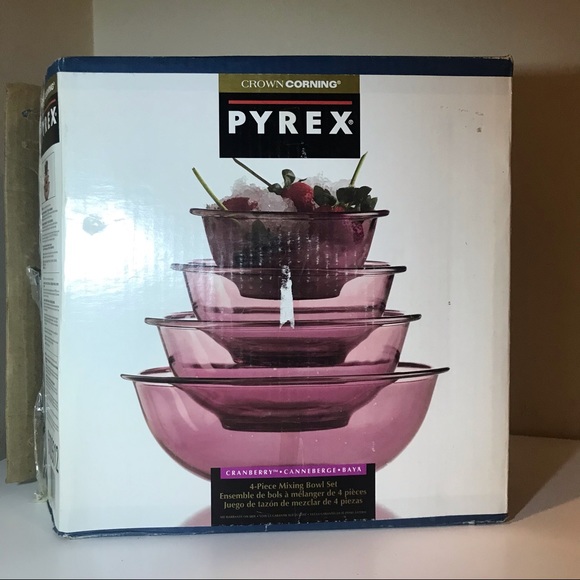 Vintage NWB Pyrex Cranberry Mixing Bowls - Picture 3 of 16